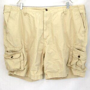 Oleg Cassinni Men's Khaki Flat Front Cargo Pocket Chino Shorts Size 48X8